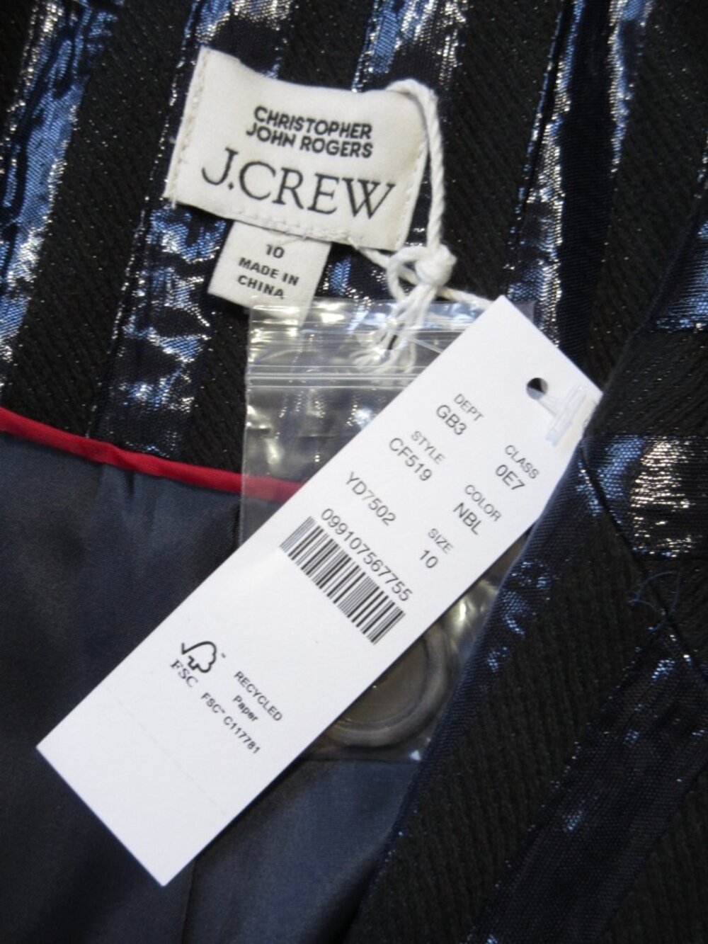 NWT Christopher John Rogers X J.Crew Relaxed Blazer in Metallic Stripe Jacket 10 - Picture 10 of 11